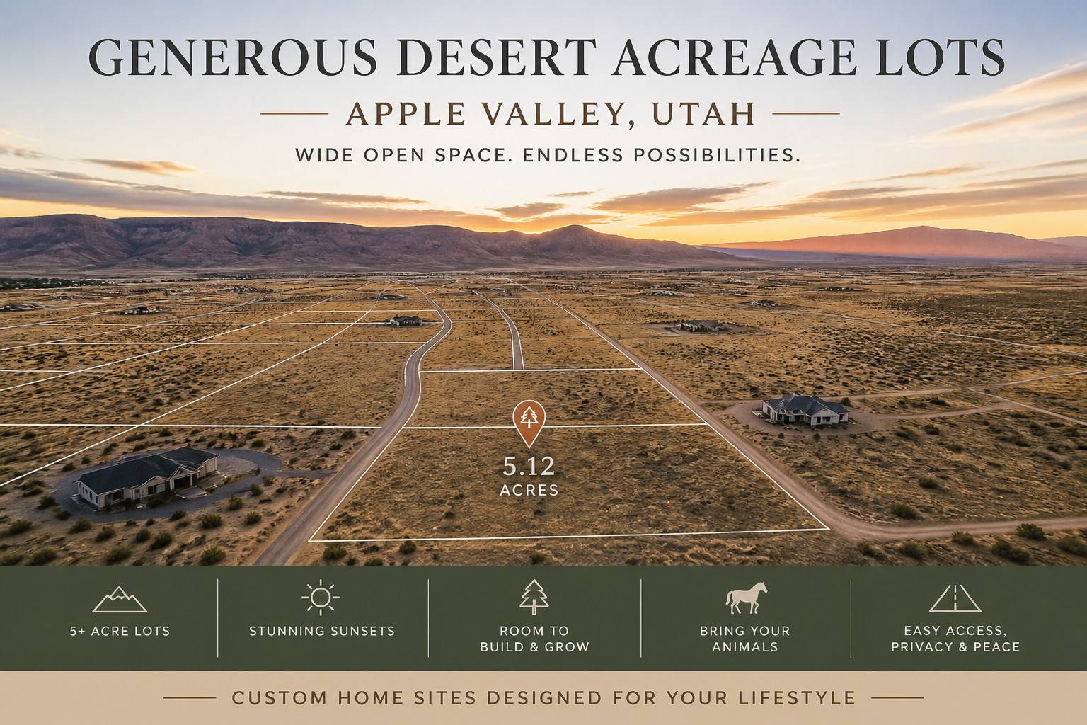 Open desert acreage in Apple Valley Utah real estate