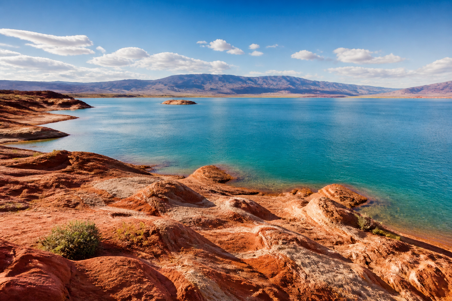 Sand Hollow reservoir and desert landscape near Hurricane, Utah real estate