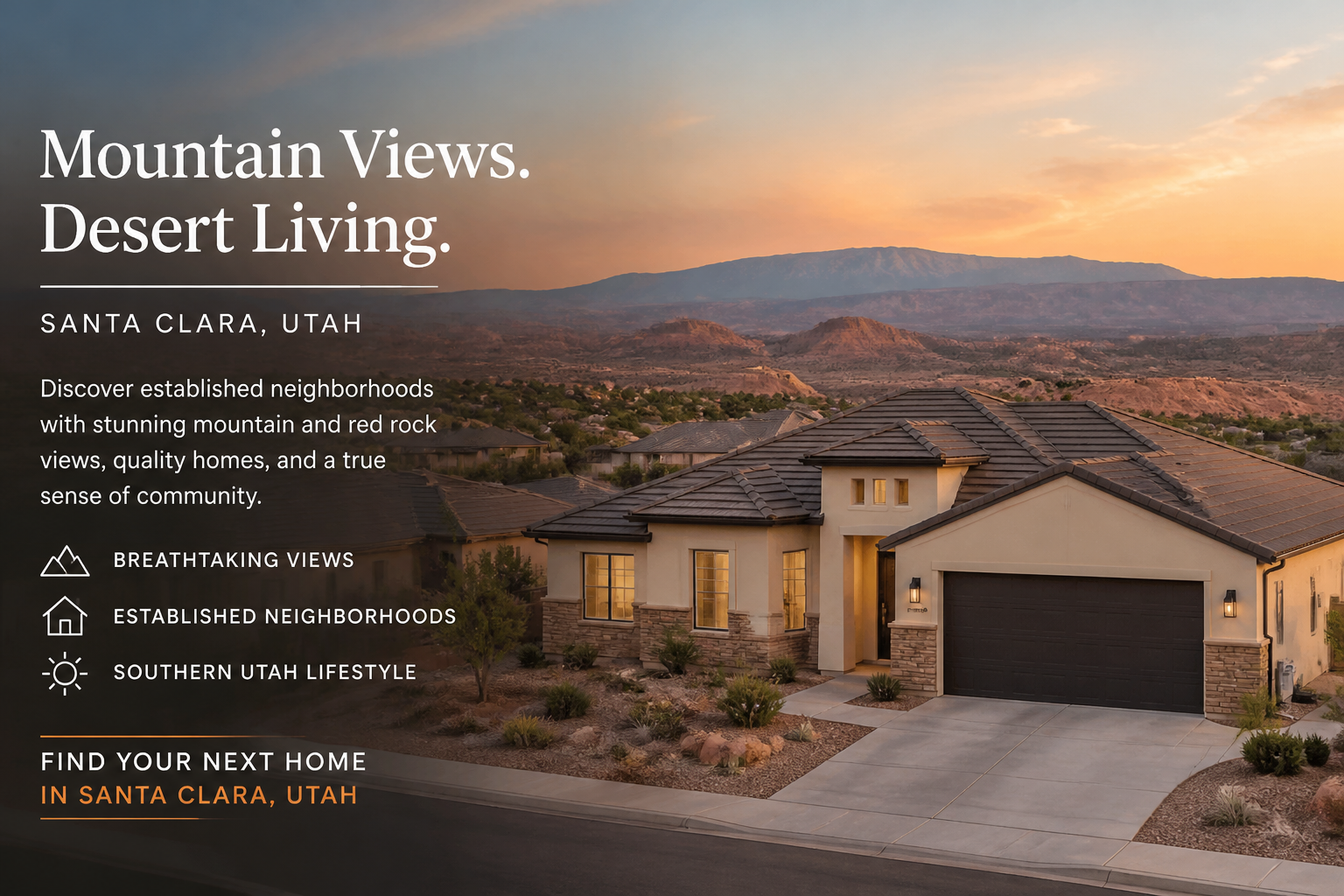Mountain views from Santa Clara Utah real estate