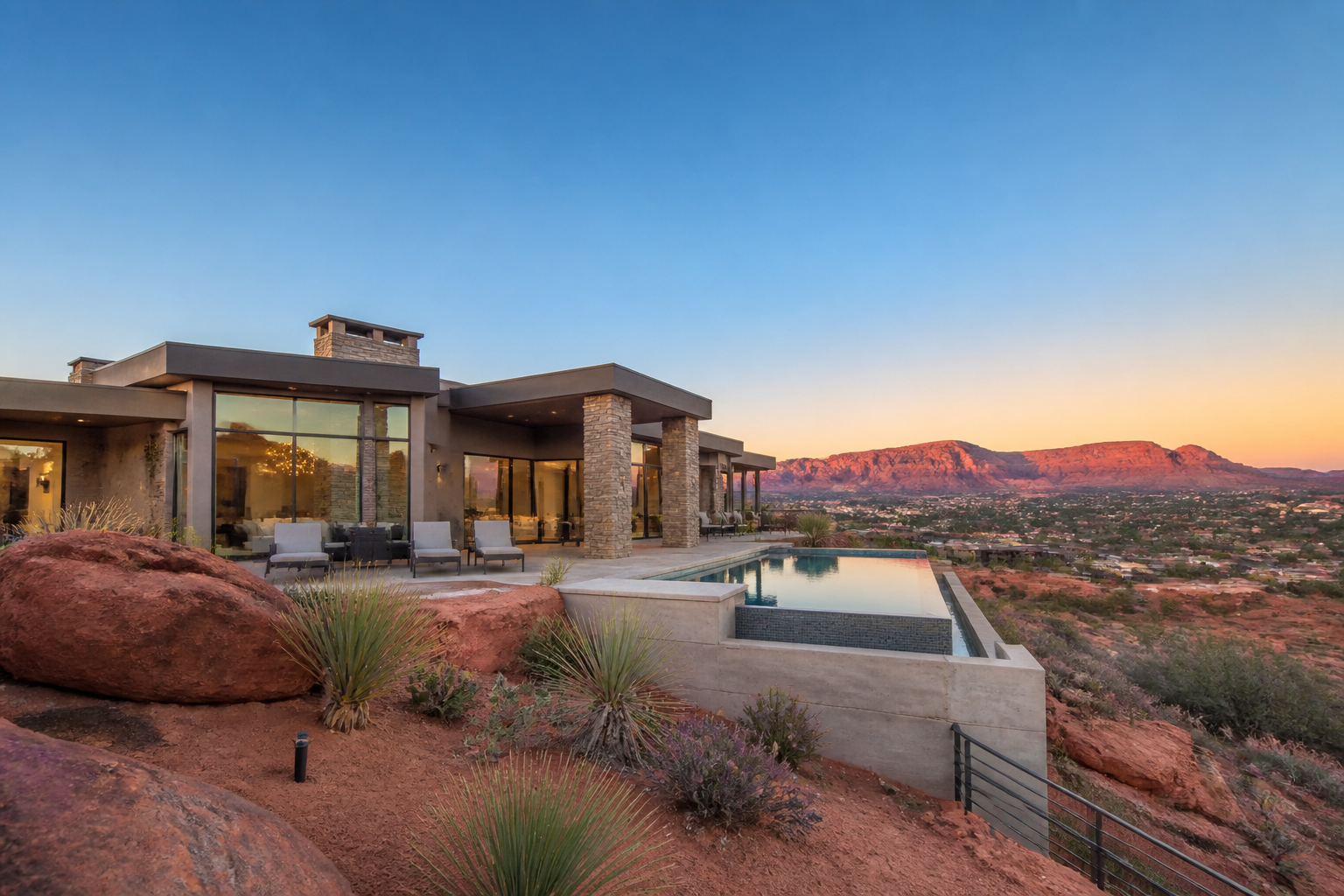 Southern Utah desert landscape and luxury homes in St. George